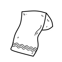 Cartoon Towel Outline with Decorative Wavy Border.