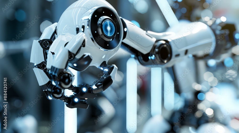 Aufkleber capture the futuristic design of construction robots equipped with ai for adaptive learning and auto