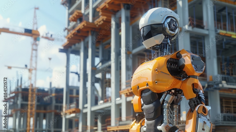 Poster capture the integration of ai-driven robots performing real-time adjustments and optimizations durin