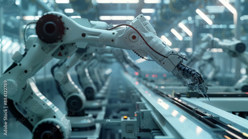 Poster capture the precision and efficiency of robots assembling electronic components in a state-of-the-ar