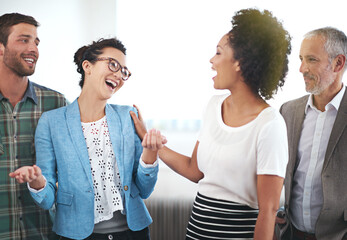 Team, business people or hand for kindness in office with smile, success with crypto deal for finance. Group, diversity or leader with support for win on stock market, .trader with investment success