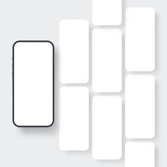 Smartphone With Blank Wireframe Screens. Modern Mobile App Design Concept. Vector Illustration