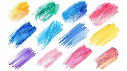 A collection of abstract colorful brush strokes in a beautiful gradient palette, perfect for art projects that require an infusion of color and creativity.