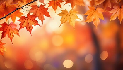 Fall background, leaf copy space background, A vibrant autumn background featuring a gradient of warm orange