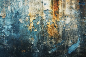 Aged wall covered in chipped paint and rust spots, Grunge Texture Background, Ai generated