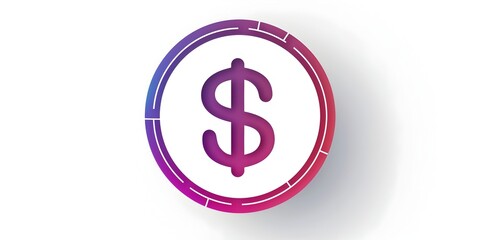 Obraz premium Stylish Dollar Sign Icon Representing Finance and Wealth Management Concepts on a White Background