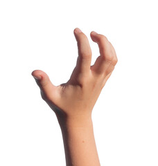 Grabbing, holding, catching and taking, kids gesture. Childs hand capturing, seizing something invisible, holding product isolated on white background.., transparent PNG