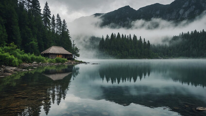 Fototapeta premium lake and mountains