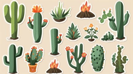 Cactus Stickers: A Collection of Desert Plants