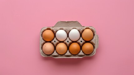Egg Carton on Pink Background