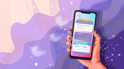 Hand holding a smartphone with notifications