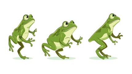 Fototapeta premium Three Green Frogs Illustration