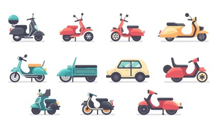 Collection of Vintage Scooters and a Car