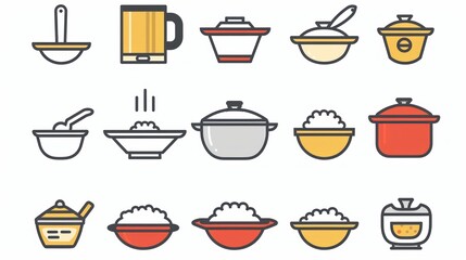 Rice Cooker and Bowl Icons