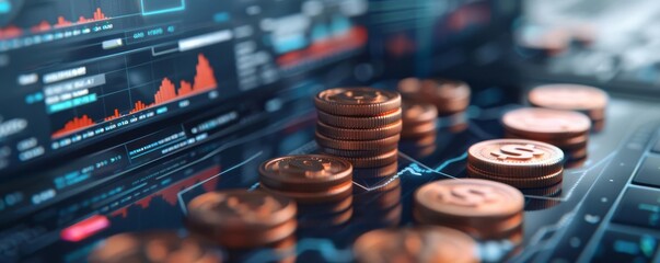 Virtual financial audit, augmented reality, high-tech background