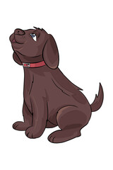 A brown Labrador Retriever puppy howls.