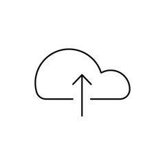 Cloud upload line icon on white. Vector