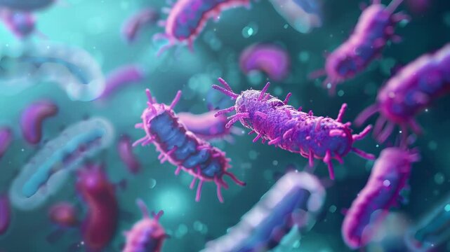 Illustration of probiotics concept showing beneficial bacteria thriving in the human digestive system, promoting gut health and gastrointestinal wellness. Blur background 