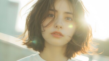 Fototapeta premium 清楚で美しい女性と背景
