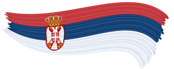 serbian flag with paint strokes on transparent background