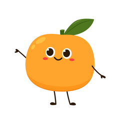 Mandarin orange on shadow flat design vector - illustration. Chinese New Year Mandarin Orange.