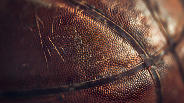 A close up of a basketball with a brown and fuzzy texture