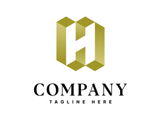 Construction logo design with letter H shape icon. Initial letter H on building symbol