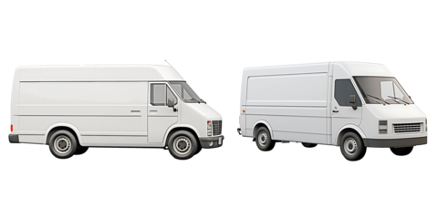 White van isolated on white background.