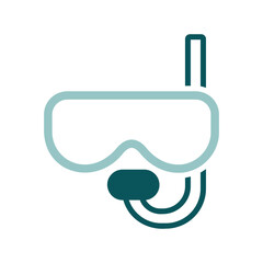Diving mask with snorkel flat vector icon