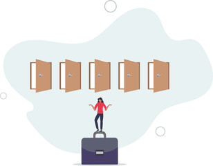 Choosing choices, make decision for career opportunity, alternative pathway,flat design.illustration with people.