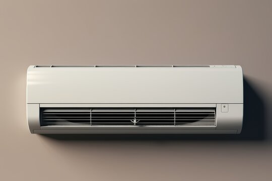 Realistic split ac mockup for climate control with cold and warm air flow in homes or offices