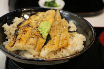 Conger eel rice bowl in Himeji, Japan