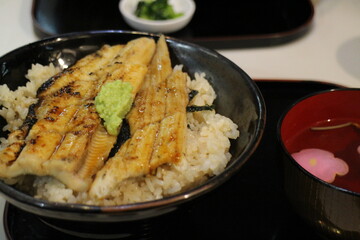 Conger eel rice bowl in Himeji, Japan