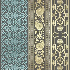 wedding card design, traditional paisley floral pattern , royal India	