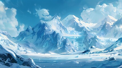 Icy arctic scene with dramatic glaciers and snowy expanses, perfect for conveying the beauty of cold and remote environments. 