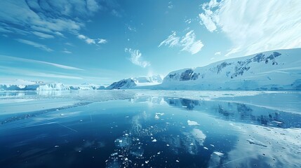 Fototapeta premium Icy arctic scene with dramatic glaciers and snowy expanses, perfect for conveying the beauty of cold and remote environments. 