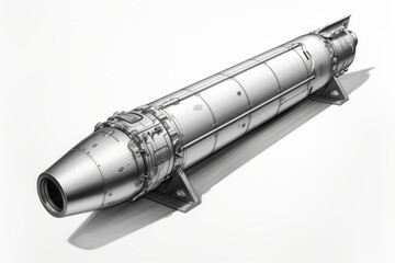 Detailed pencil sketch of a mid range missile, ideal for military enthusiasts and weapon aficionados