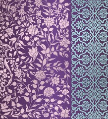 wedding card design, traditional paisley floral pattern , royal India	