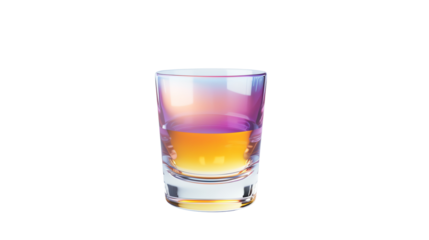 Colorful glass with liquid on white background, showcasing vibrant hues and modern elegance. Perfect for advertising, design, and marketing.