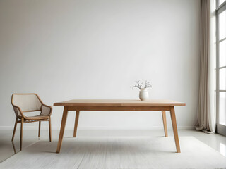 Empty table with minimalist clean living room background
