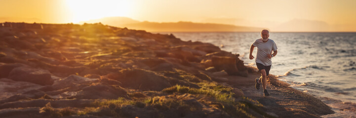 Senior man going for a run