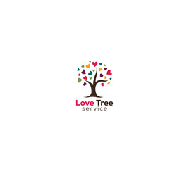 happy love life Colorful Hearts tree logo concept