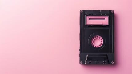 Fototapeta premium Vintage Cassette Tape on a Pink Background
