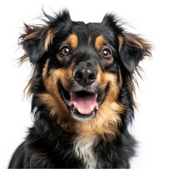 Fototapeta premium A studio portrait of a smiling mixed breed rescue dog