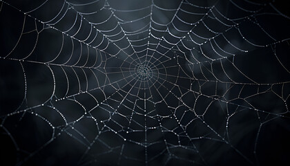 Naklejka premium spider web on a dark background
