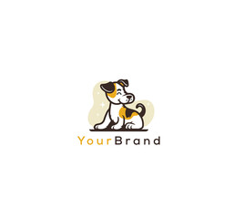 cute puppy dog care illustration logo concept