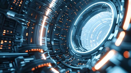 Futuristic Space Dock with Holographic Schedules and Bustling Spacecraft Repairs