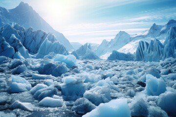 Obraz premium Melting Glaciers, Alarming Impact of Rapid Ice Loss and Sea Level Rise
