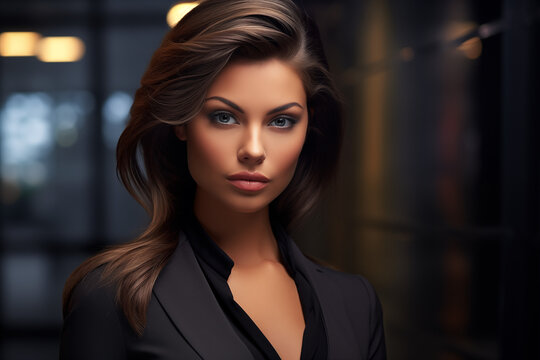 Powerful Confident Businesswoman. Attractive lady boss. The concept of female power. Generative AI	