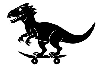 
Dinosaur riding skateboard silhouette vector illustration
